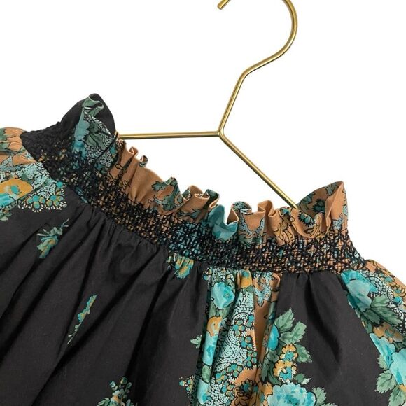 Figue Halima Top Blouse Smocked Floral Short Sleeve Size XL NWT - Picture 8 of 9